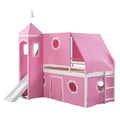 Twin Size Loft Bed With Slide Pink Tent And Tower Pink Twin Pink Solid Wood Mdf