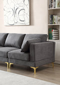 Adf Living Room Furniture Modern Leisure L Shape Couch Dark Grey Fabric Dark Grey Foam Fabric