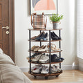 4 Tier Revolving Shoe Rack Storage Organizer Brown Primary Living Space Brown Metal & Wood Metal & Wood