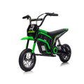 24V14Ah Kids Ride On 24V Electric Toy Motocross Motorcycle Dirt Bike Xxl Large,Speeds Up To 14.29Mph,Dual Suspension, Hand Operated Dual Brakes, Twist Grip Throttle, Authentic Motocross Bike Geometry Green Polypropylene