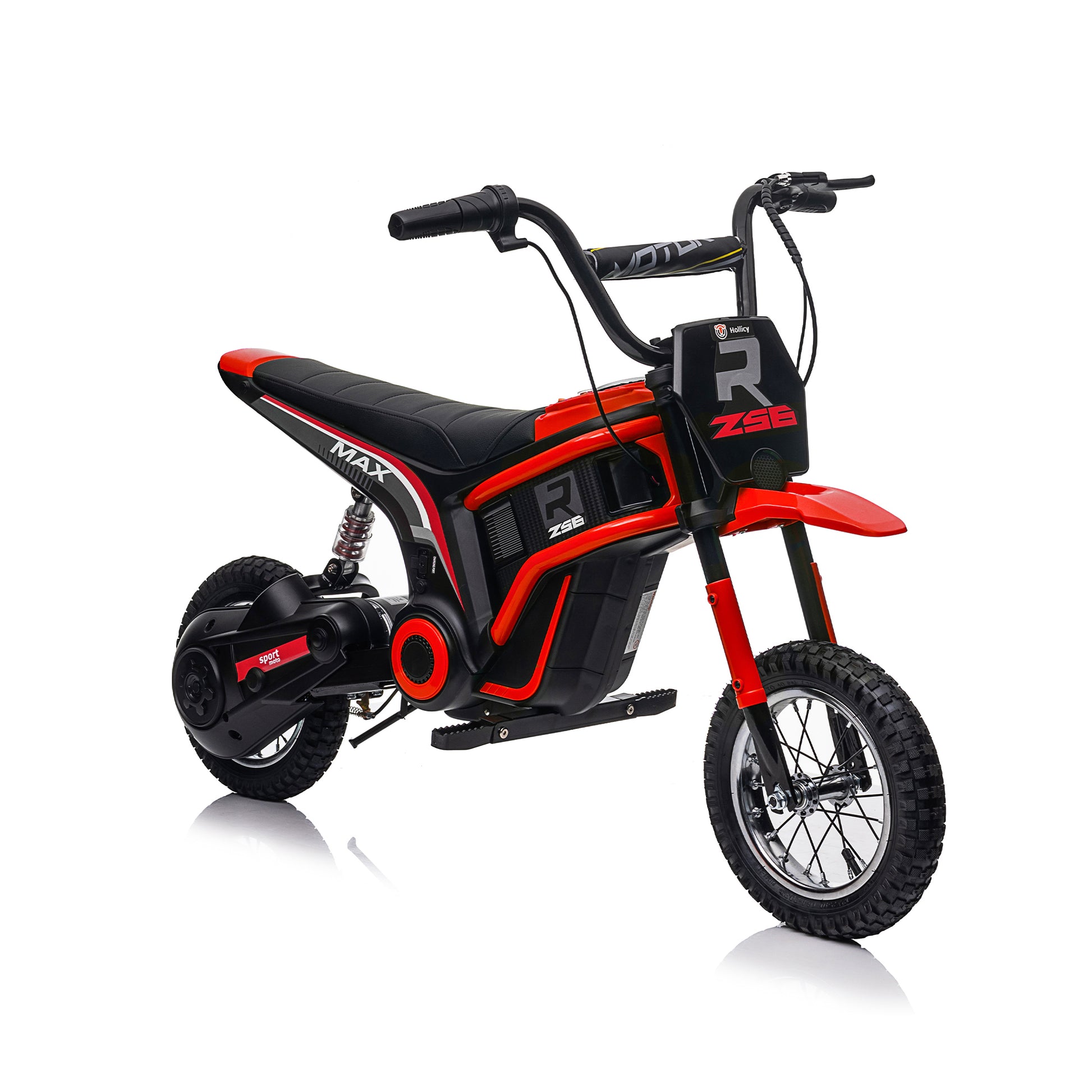 24V14Ah Kids Ride On 24V Electric Toy Motocross Motorcycle Dirt Bike Xxl Large,Speeds Up To 14.29Mph,Dual Suspension, Hand Operated Dual Brakes, Twist Grip Throttle, Authentic Motocross Bike Geometry Red Polypropylene