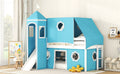 Twin Size Loft Bed With Slide Blue Tent And Tower Blue Twin Blue Solid Wood Mdf