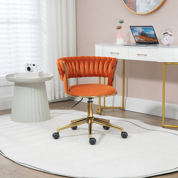Coolmore Home Office Desk Chair, Vanity Chair, Modern Adjustable Home Computer Executive Chair Swivel Task Chair For Small Space, Living Room, Make Up, Studying Orange Polyester