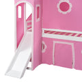 Twin Size Loft Bed With Slide Pink Tent And Tower Pink Twin Pink Solid Wood Mdf