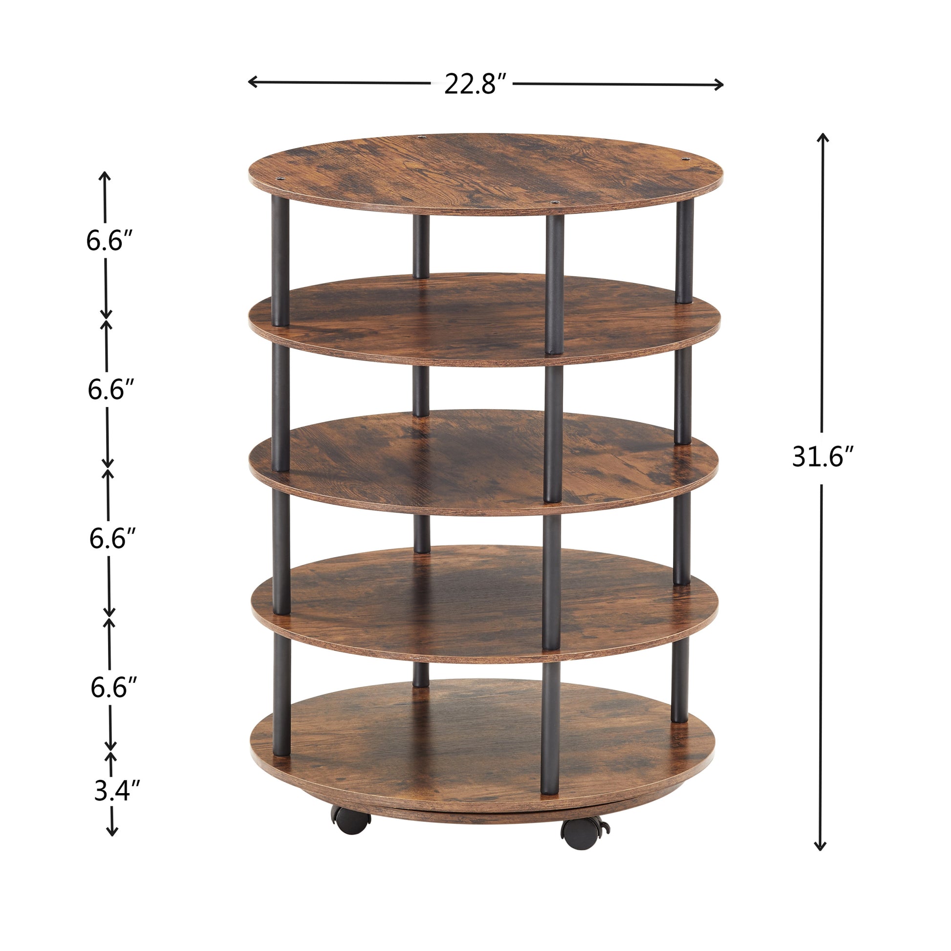 4 Tier Revolving Shoe Rack Storage Organizer Brown Primary Living Space Brown Metal & Wood Metal & Wood