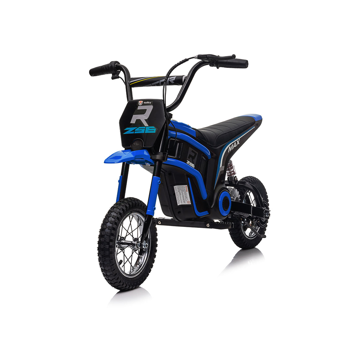 24V14Ah Kids Ride On 24V Electric Toy Motocross Motorcycle Dirt Bike Xxl Large,Speeds Up To 14.29Mph,Dual Suspension, Hand Operated Dual Brakes, Twist Grip Throttle, Authentic Motocross Bike Geometry Blue Polypropylene