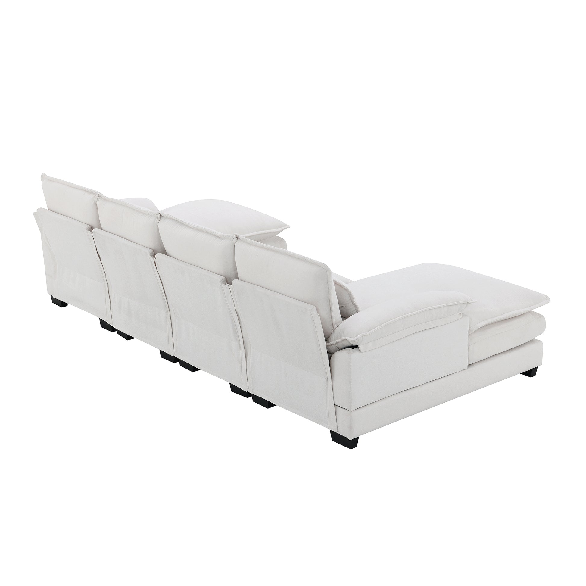 109.8*55.9" Modern U Shaped Sectional Sofa With Waist Pillows,6 Seat Upholstered Symmetrical Sofa Furniture,Sleeper Sofa Couch With Chaise Lounge For Living Room,Apartment,5 Color White Chenille 6 Seat