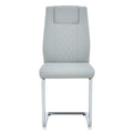 Equipped With Faux Leather Cushioned Seats Living Room Chairs With Metal Legs, Suitable For Kitchen, Living Room, Bedroom, And Dining Room Side Chairs, Set Of 6 Light Gray Pu Leather Light Gray Pu