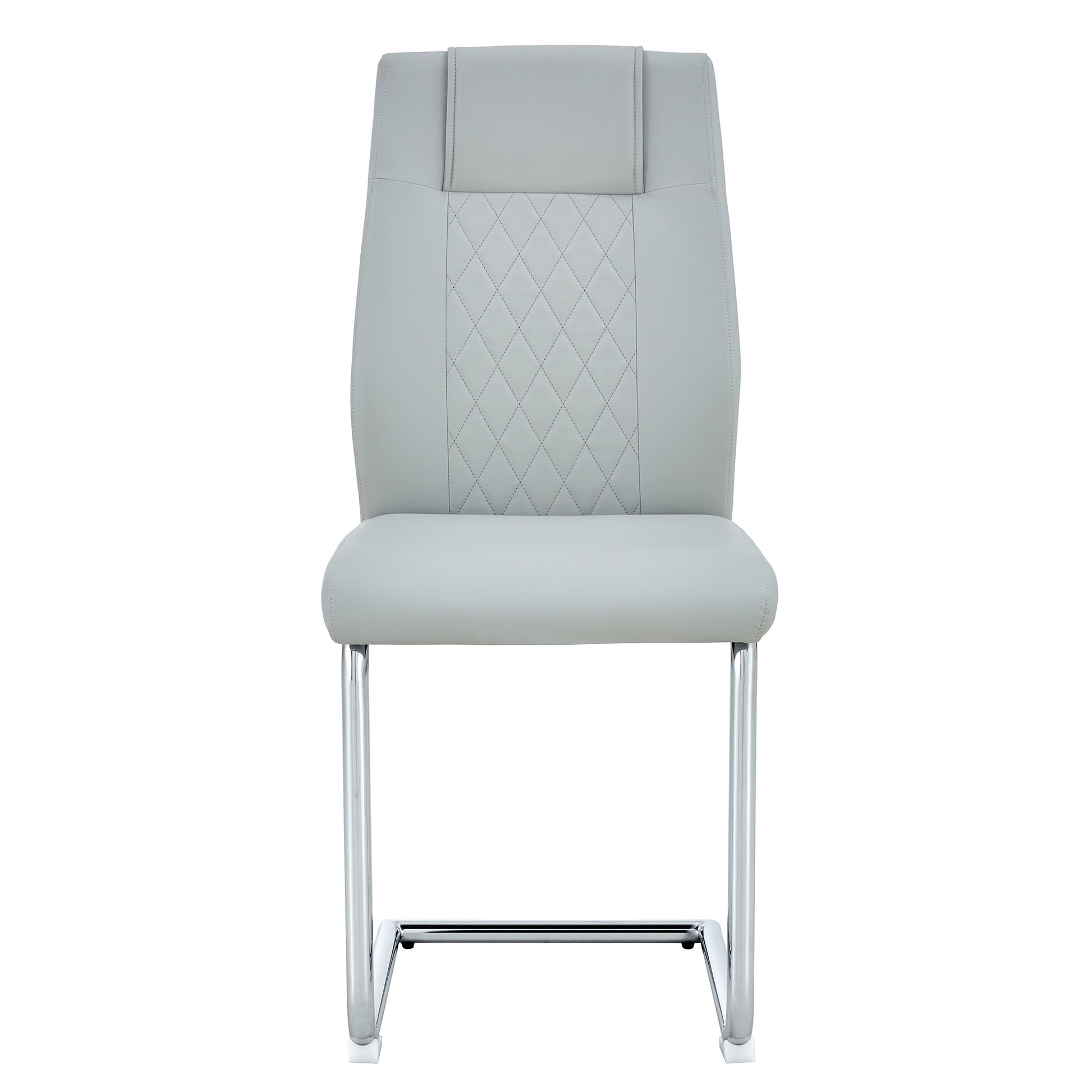 Equipped With Faux Leather Cushioned Seats Living Room Chairs With Metal Legs, Suitable For Kitchen, Living Room, Bedroom, And Dining Room Side Chairs, Set Of 6 Light Gray Pu Leather Light Gray Pu