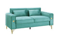 Velvet Loveseat With Pillows And Gold Finish Metal Leg For Living Room Blue Velvet