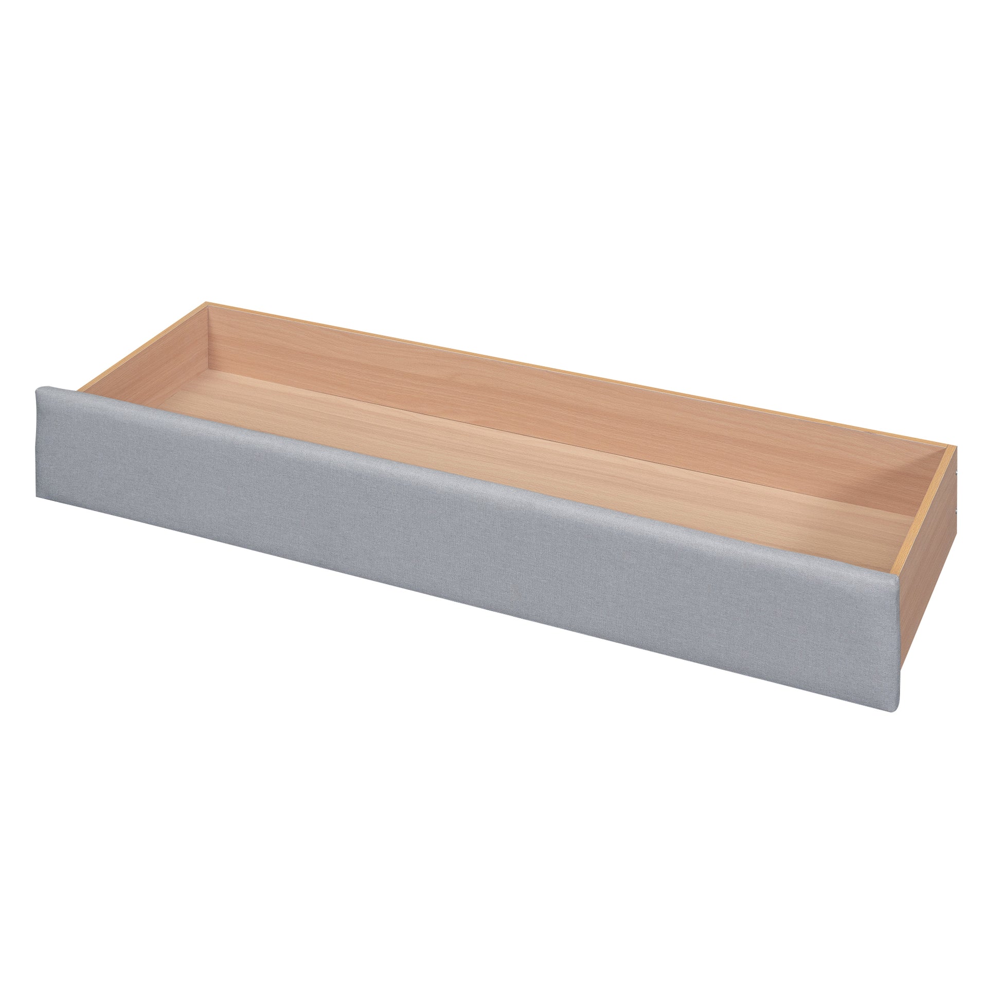 Queen Size Upholstered Platform Bed With One Large Drawer In The Footboard And Drawer On Each Side,Gray Box Spring Not Required Queen Gray Wood Bedroom Bed Frame Linen Upholstered
