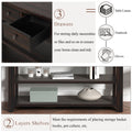 48'' Solid Pine Wood Top Console Table, Modern Entryway Sofa Side Table With 3 Storage Drawers And 2 Shelves. Easy To Assemble Black Black Pine