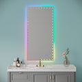 48X24 Inch Led Bathroom Mirror With Lights Backlit Rgb Color Changing Lighted Mirror For Bathroom Wall Dimmable Anti Fog Memory Rectangular Vanity Mirror Rgb Multicolor Backlit Front Lighted White Aluminium