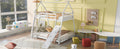 Twin Over Queen House Bunk Bed With Climbing Nets And Climbing Ramp, White Box Spring Not Required White Wood Bedroom Bunk Solid Wood Mdf