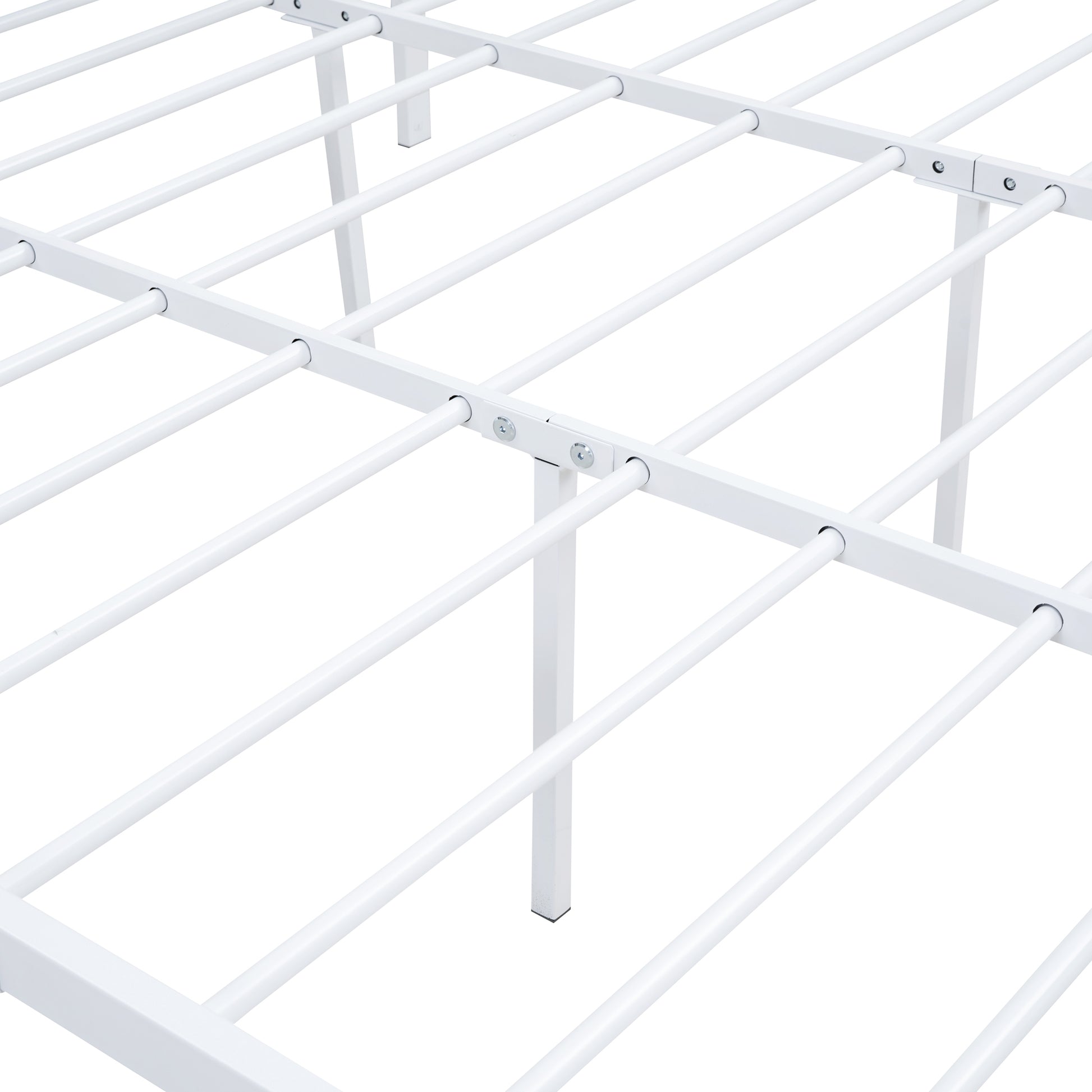 Full Size Platform Bed, Metal And Wood Bed Frame With Headboard And Footboardwhite White Metal & Wood
