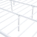 Queen Size Platform Bed, Metal And Wood Bed Frame With Headboard And Footboardwhite White Metal & Wood