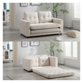 3 Fold Sofa,Convertible Futon Couch Sleeper Sofabed,Space Saving Seat,Pull Out Couch Bed For Living Room,Dark Gray & Light Gray & Beige,Velvet Linen Fabric Beige Velvet Wood Primary Living Space Medium Soft Loose Back Modern Square Arms Velvet 2 Seat
