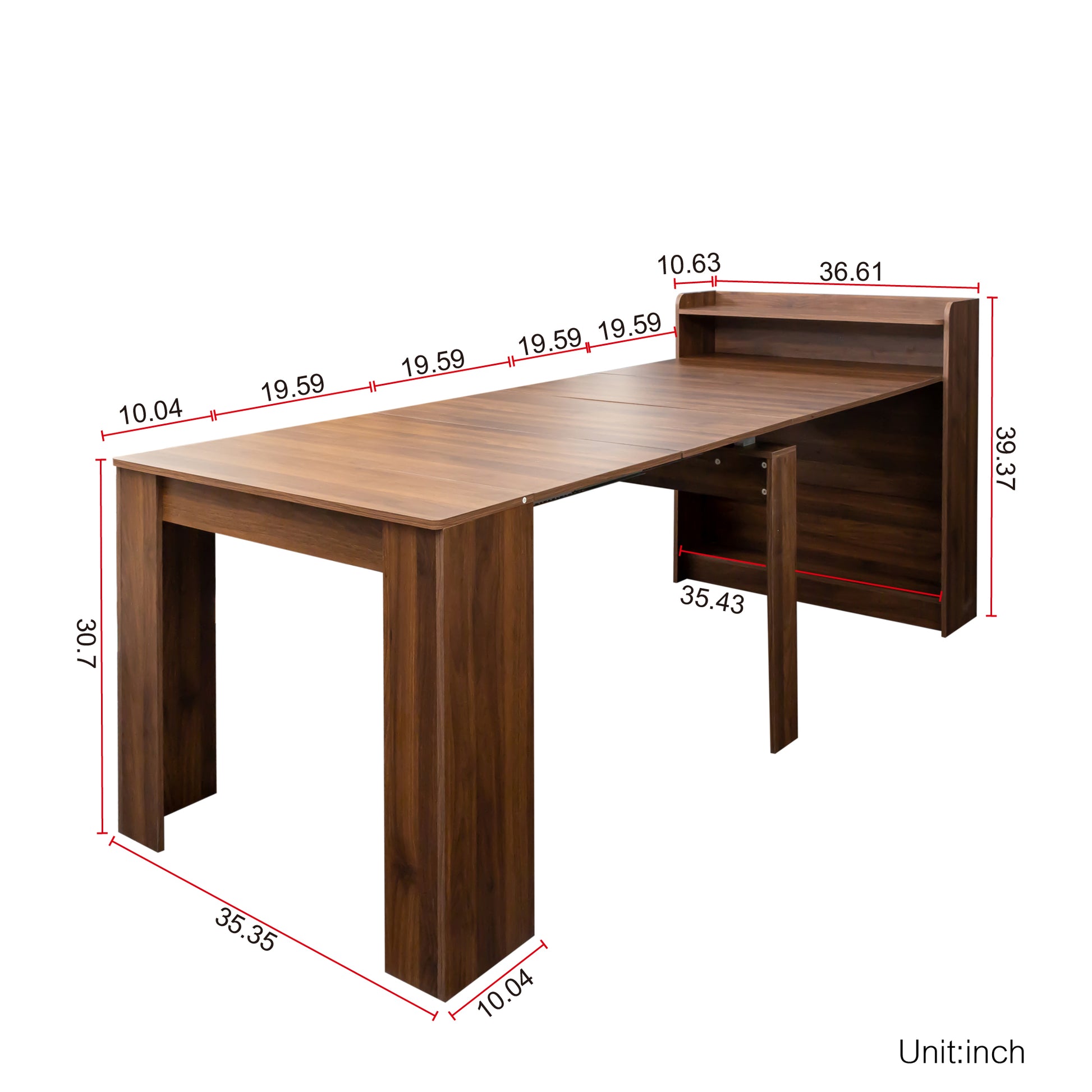 Modern Extendable Dining Table With Storage Walnut Mdf