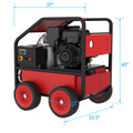 Hot Water Pressure Washer Commercial Movable Gasoline Engine 4 Gpm, 4000 Psi, Electric Start Red Aluminium