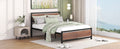 Queen Size Platform Bed, Metal And Wood Bed Frame With Headboard And Footboardblack Black Metal & Wood