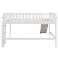 Full Size Low Loft Bed With Ladder And Slide,White Box Spring Not Required Full White Wood Bedroom Pine