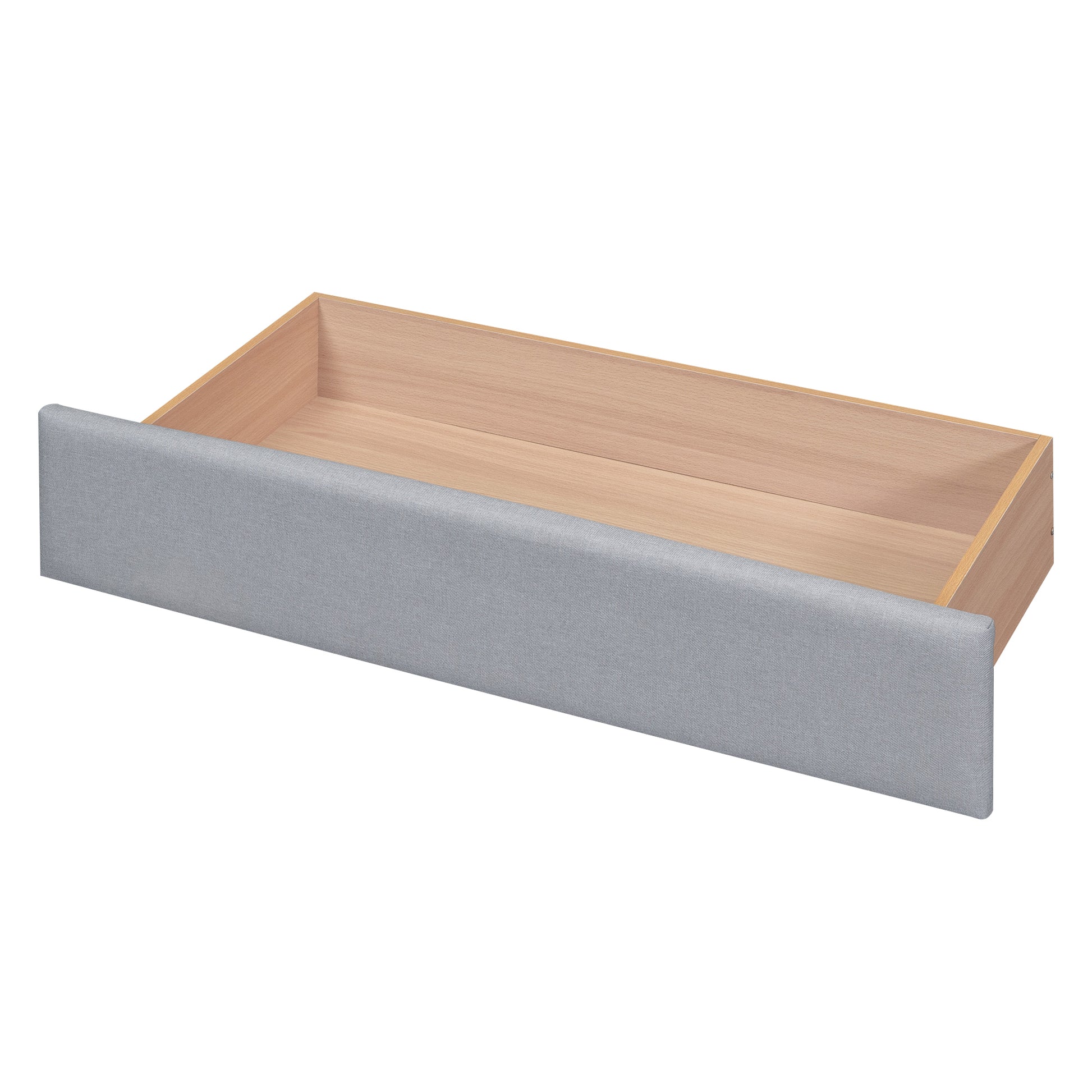 Queen Size Upholstered Platform Bed With One Large Drawer In The Footboard And Drawer On Each Side,Gray Box Spring Not Required Queen Gray Wood Bedroom Bed Frame Linen Upholstered