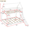 Twin Over Queen House Bunk Bed With Climbing Nets And Climbing Ramp, White Box Spring Not Required White Wood Bedroom Bunk Solid Wood Mdf