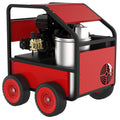 Hot Water Pressure Washer Commercial Movable Gasoline Engine 4 Gpm, 4000 Psi, Electric Start Red Aluminium