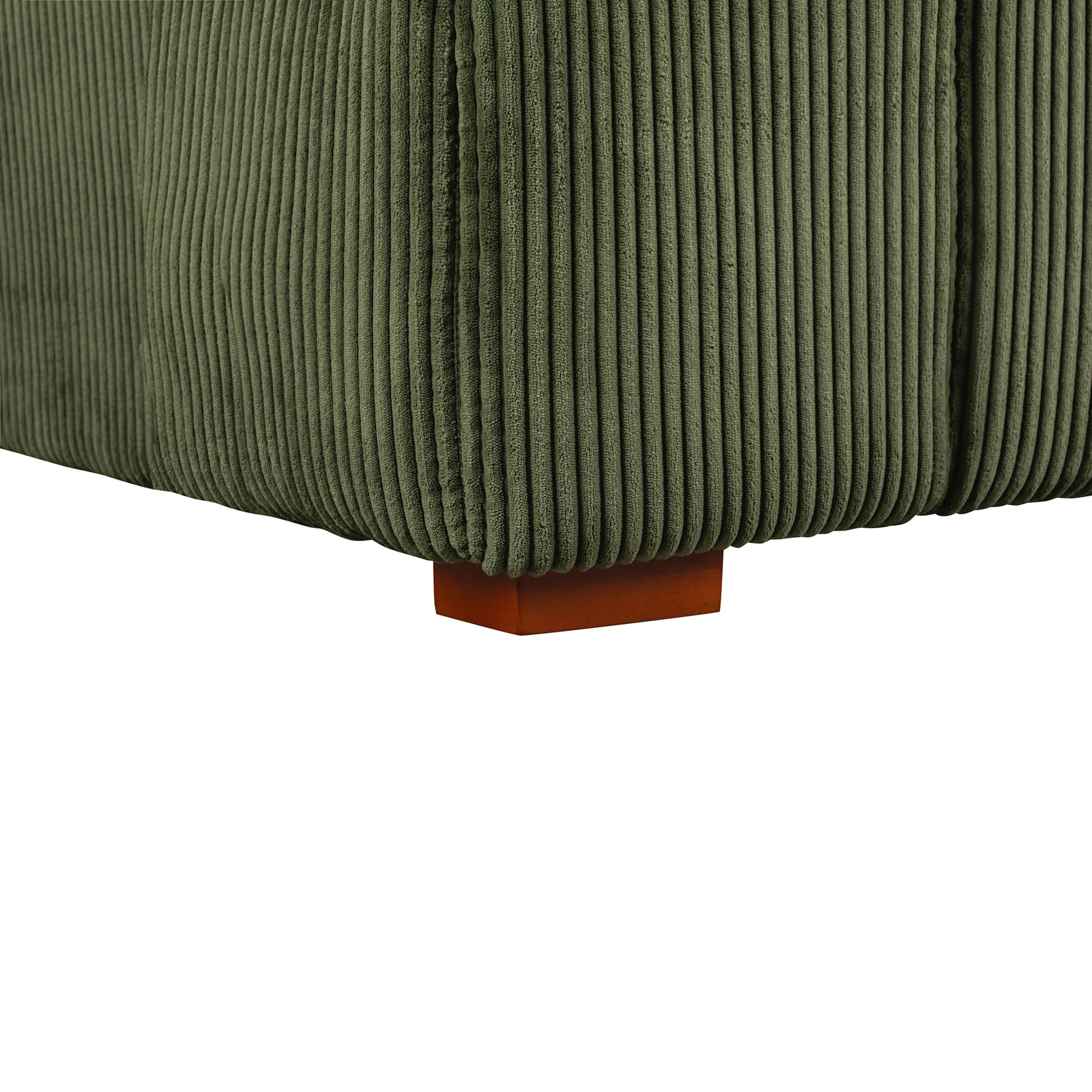103.9" Modern Couch Corduroy Fabric Comfy Sofa With Rubber Wood Legs, 4 Pillows For Living Room, Bedroom, Office, Green Green Corduroy 2 Seat
