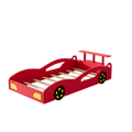 Wooden Race Car Bed,Car Shaped Platform Twin Bed With Wheels For Teens,Red & Yellow Red Mdf