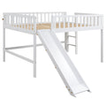 Full Size Low Loft Bed With Ladder And Slide,White Box Spring Not Required Full White Wood Bedroom Pine