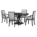 Retro 5 Piece Dining Set Extendable Round Table And 4 Chairs For Kitchen Dining Room Black Oak Black Mdf
