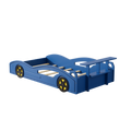 Wooden Race Car Bed,Car Shaped Platform Twin Bed With Wheels For Teens,Blue & Yellow Blue Mdf