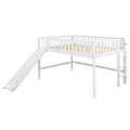 Full Size Low Loft Bed With Ladder And Slide,White Box Spring Not Required Full White Wood Bedroom Pine