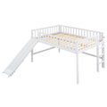 Full Size Low Loft Bed With Ladder And Slide,White Box Spring Not Required Full White Wood Bedroom Pine