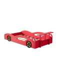 Wooden Race Car Bed,Car Shaped Platform Twin Bed With Wheels For Teens,Red & Yellow Red Mdf