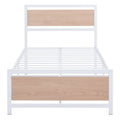 Twin Size Platform Bed, Metal And Wood Bed Frame With Headboard And Footboardwhite White Metal & Wood