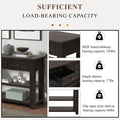 48'' Solid Pine Wood Top Console Table, Modern Entryway Sofa Side Table With 3 Storage Drawers And 2 Shelves. Easy To Assemble Black Black Pine