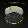 14Ft Trampoline For Kids With Upgraded Arc Composite Pole And Safety Enclosure Net, Ladder And 8 Wind Stakes, Round Outdoor Recreational Playset Balanced Physical Training Trampoline Green Metal