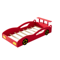 Wooden Race Car Bed,Car Shaped Platform Twin Bed With Wheels For Teens,Red & Yellow Red Mdf