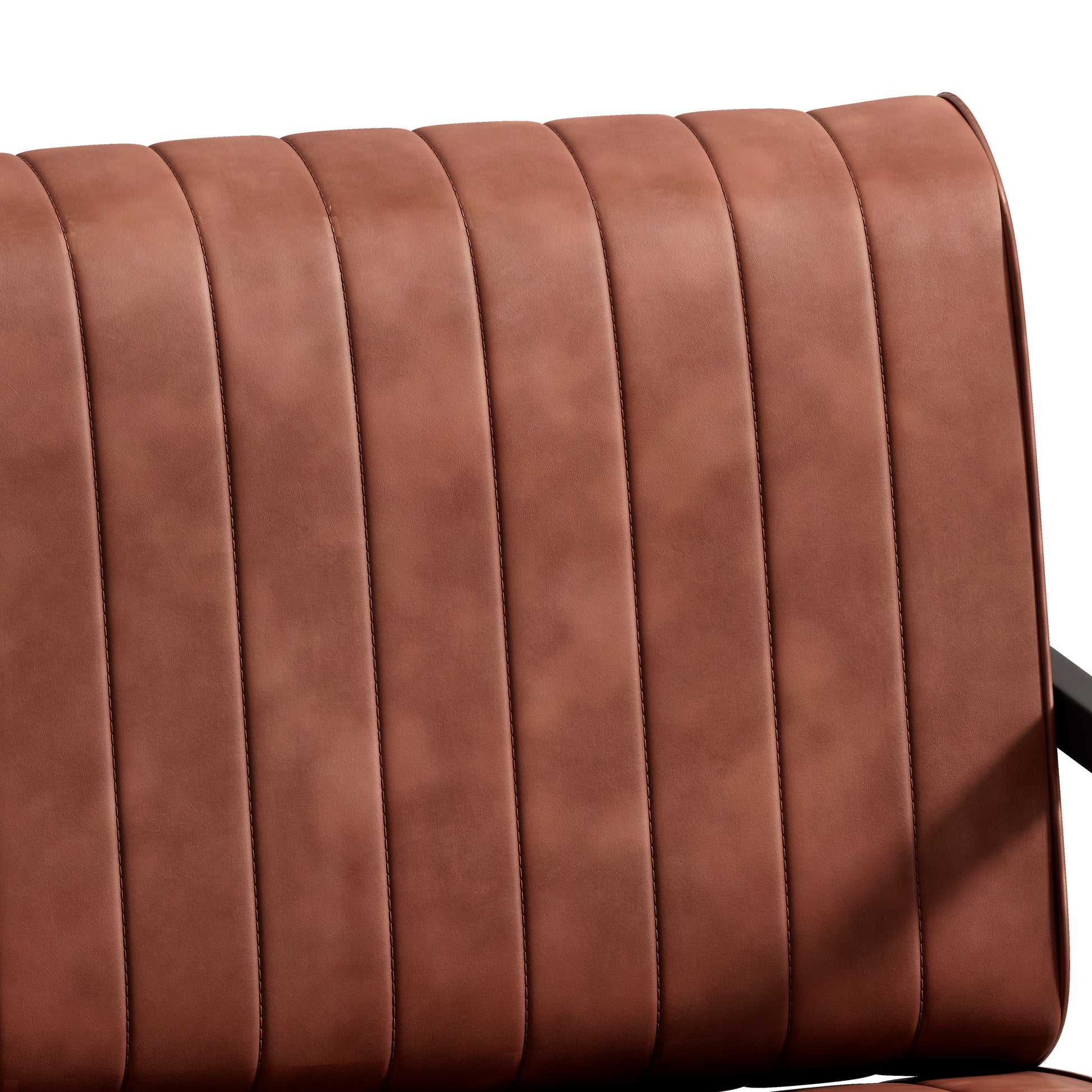 Modern Fashion Pu Leather Feature Armchair With Metal Frame Extra Thick Padded Backrest And Seat Cushion, For Living Room,Bedroom, Office, Studio, Brown Brown Pu Leather