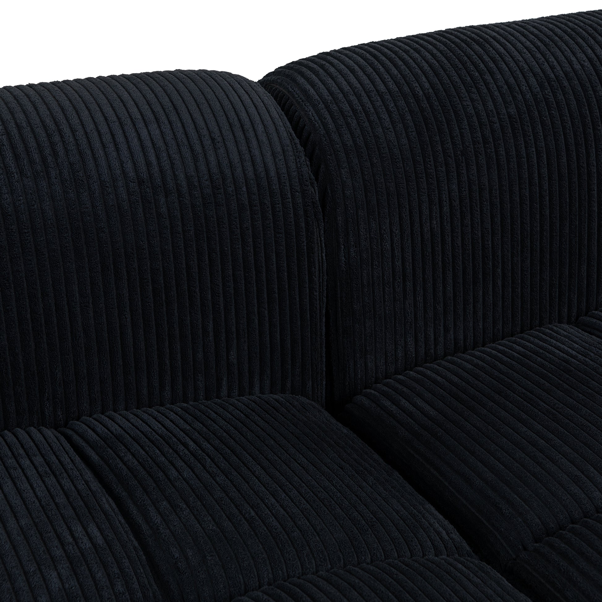 103.9" Modern Couch Corduroy Fabric Comfy Sofa With Rubber Wood Legs, 4 Pillows For Living Room, Bedroom, Office, Black Black Corduroy 2 Seat