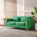 Velvet Loveseat With Pillows And Gold Finish Metal Leg For Living Room Green Velvet