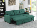 Upholstered Pull Out Sectional Sofa With Chaise Green Foam Linen