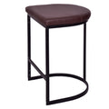 26 Inch Counter Height Stool With Vegan Faux Leather Upholstery, Black Iron Frame, Dark Brown Black Brown Iron