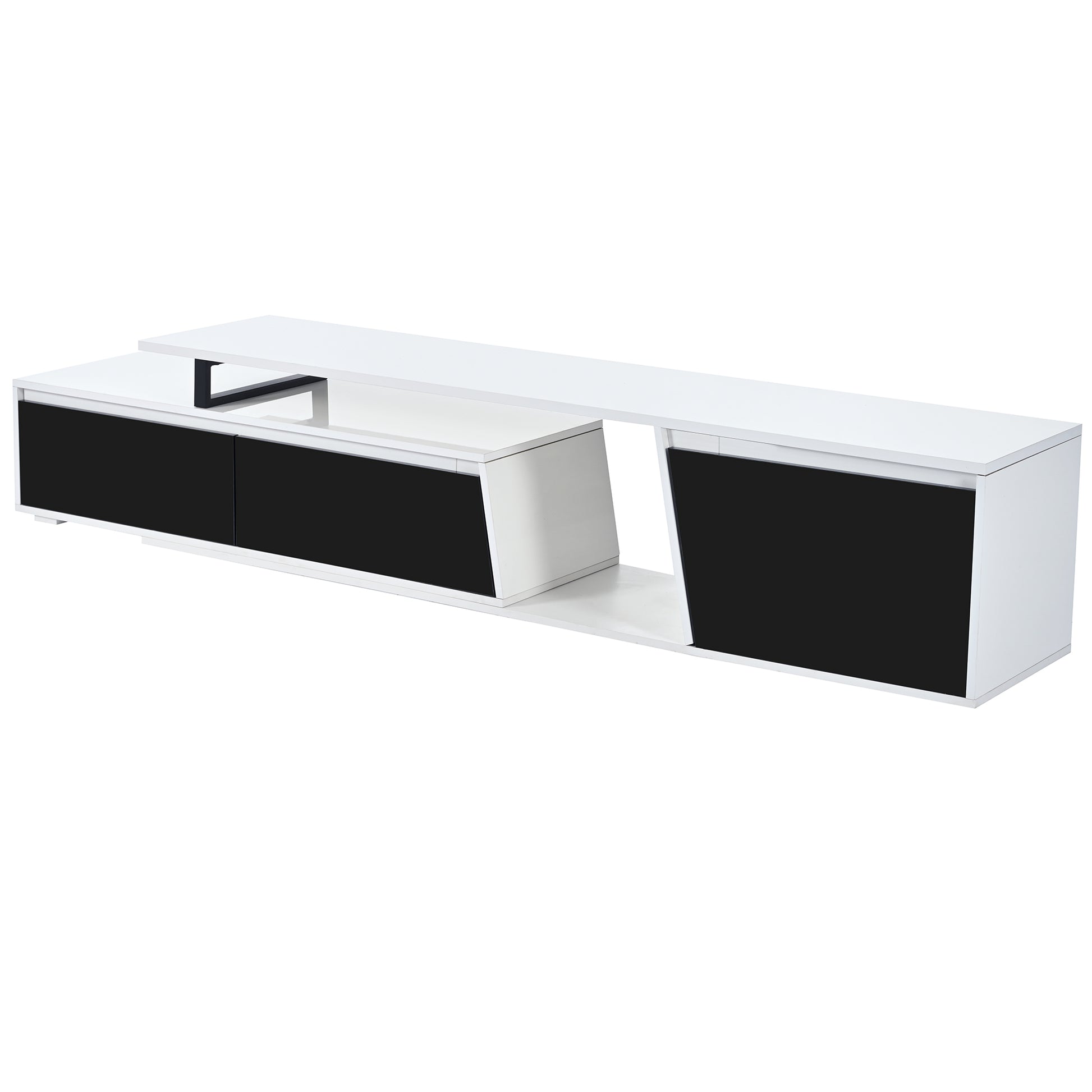 Modern, Minimalist Rectangle Extendable Tv Stand, Tv Cabinet With 2 Drawers And 1 Cabinet For Living Room, Up To 100'' White 90 Inches Or Larger Particle Board