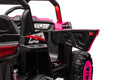 12V7A*1 30W*4 Four Wheel Drive Leather Seat One Button Start,Forward And Backward, High And Low Speed, Music, Front Light, Power Display, Two Doors Can Open, 2.4G R C, Seat Belt Four Wheel Absorber Pink Iron Plastic