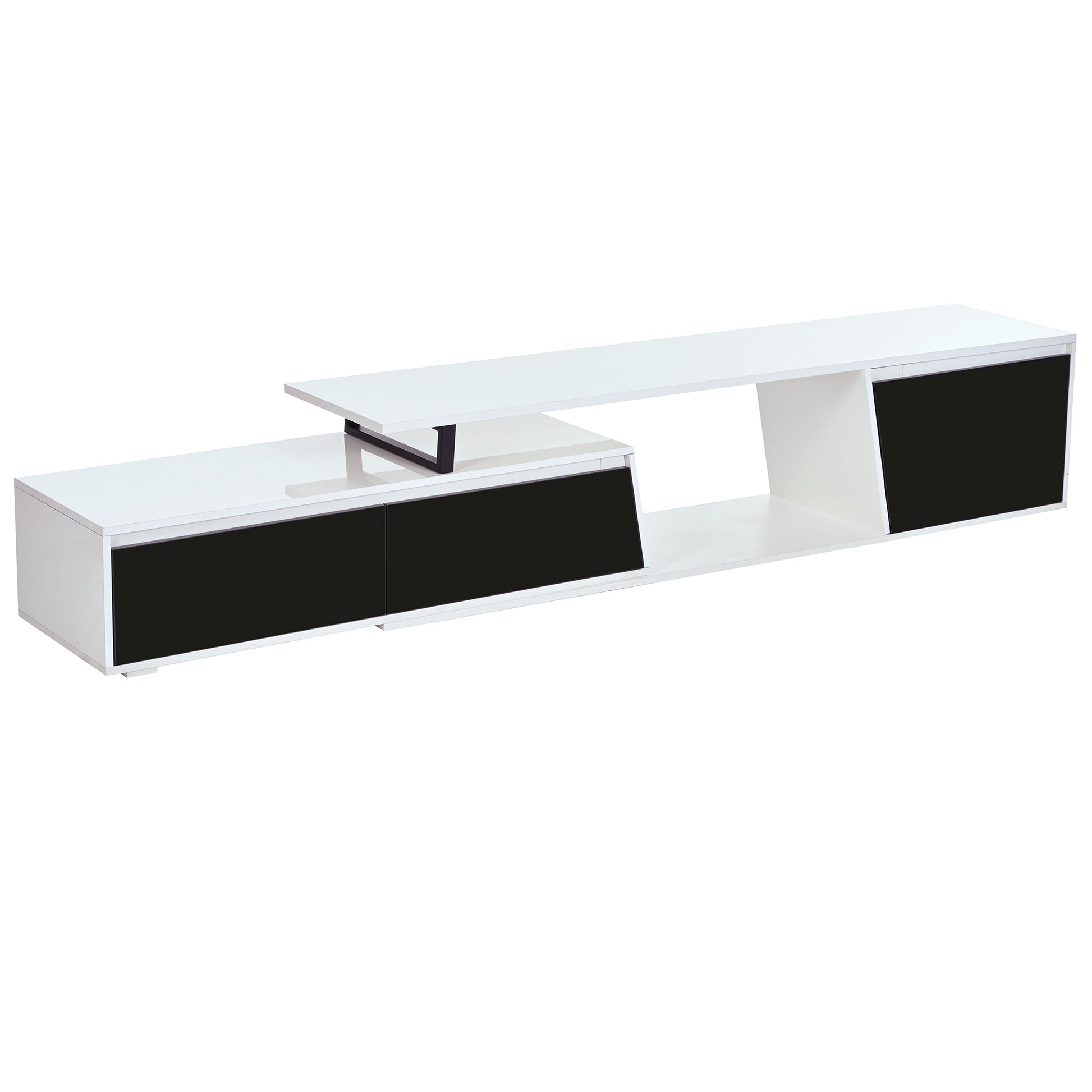 Modern, Minimalist Rectangle Extendable Tv Stand, Tv Cabinet With 2 Drawers And 1 Cabinet For Living Room, Up To 100'' White 90 Inches Or Larger Particle Board