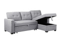 Upholstered Pull Out Sectional Sofa With Chaise Light Gray Foam Linen