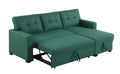 Upholstered Pull Out Sectional Sofa With Chaise Green Foam Linen